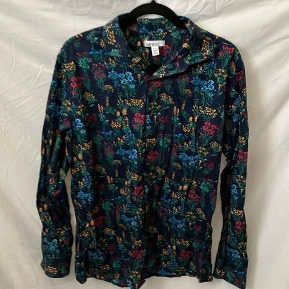 Bar III: slim fit stretch Blue long sleeve button down with floral pattern- L - Picture 1 of 16